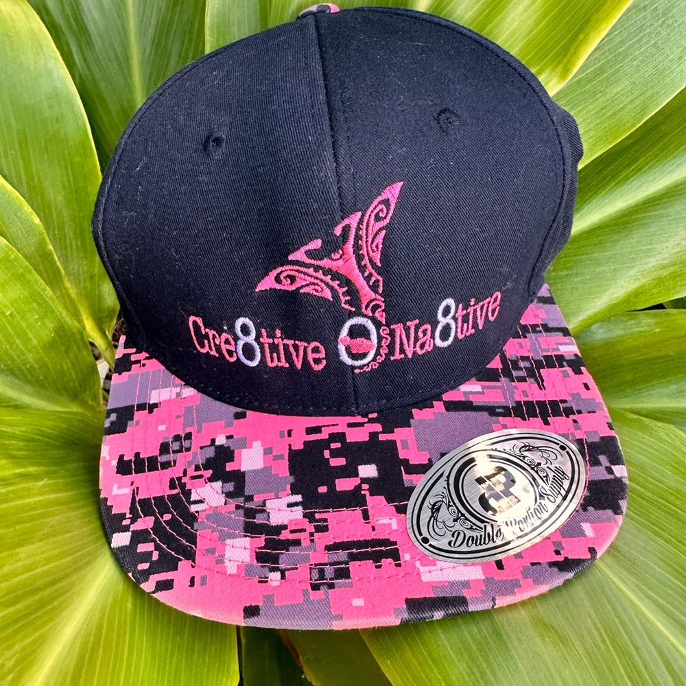 Cre8tive Na8tive DP Supply Maui Hawaii Pink Black Camouflage Snap Back Hat